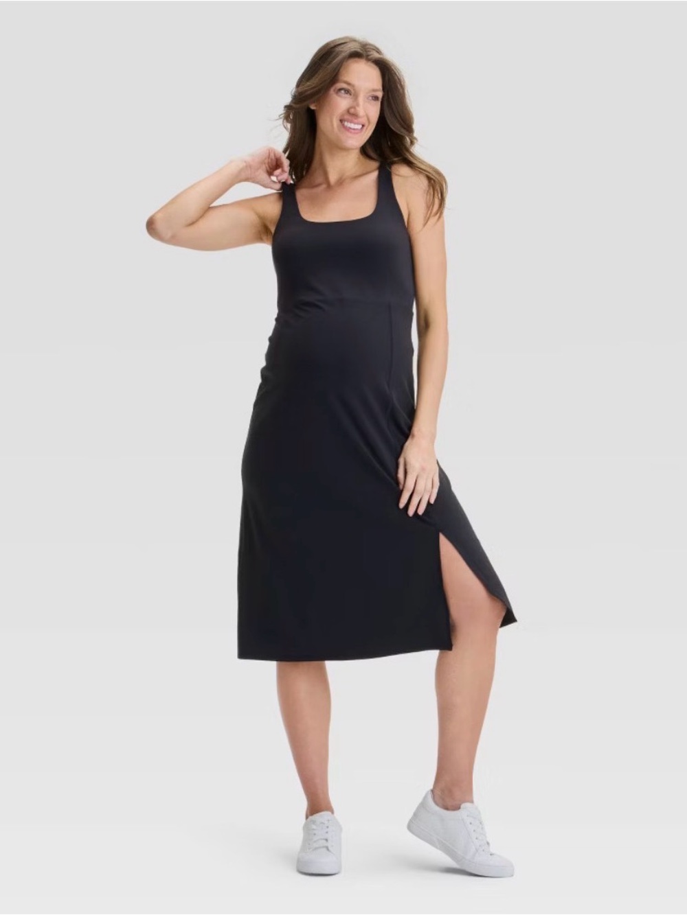 Isabel Maternity by Ingrid & Isabel Slit Active Midi Maternity Dress Size M NWT